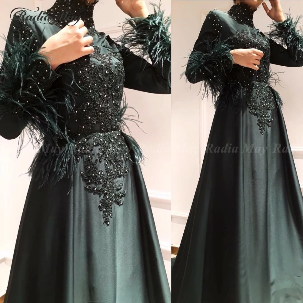 emerald green feather dress