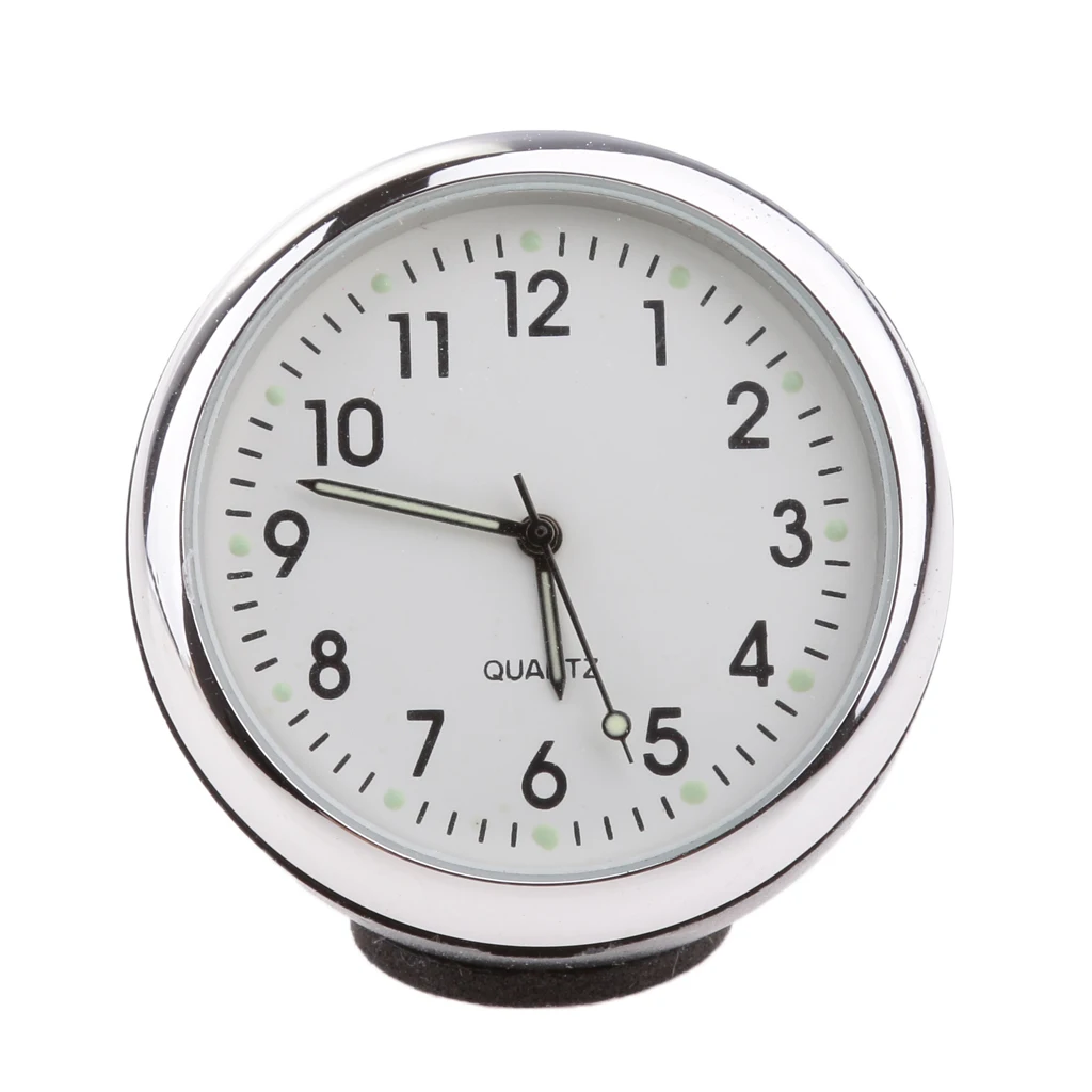 Fluorescent White Car Dash Mini Quartz Watch Clock Stainless Steel ABS Plastic Housing & Glass Lens