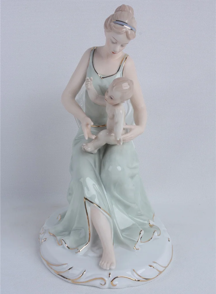 Фарфоровая скульптура ребенка и матери, керамическая Статуя Матери любви, домашнее украшение, подарок на день матери и день рождения