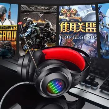 

HL-G08Gaming Headphones 7.1 Surround Sound Stereo Over Ear Computer Game Headset with Mic Breathing LED Lights for PC Gamer