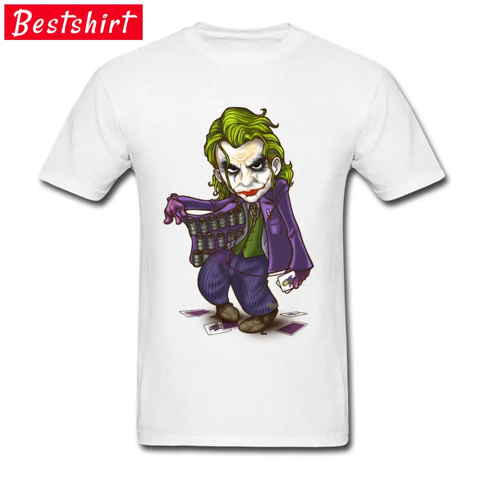 Birthday Short Sleeve T Shirt Father Day Crew Neck All Cotton Men T Shirts Heath Ledger Joker Birthday Tops Shirts Oversized Heath Ledger Joker white
