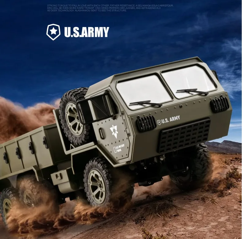 RC TRUCK US Army Military Car 1:16 2.4G 6WD Rock Crawler Command Communication Vehicle toys