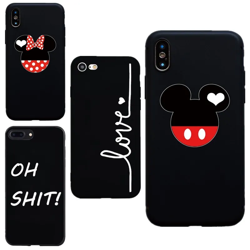 Mickey Mouse Minnie Letters 7 Secret Shell Cover for Apple iPhone 6 6S Plus se Case black Color Soft Silcon Phone Cases Coque |