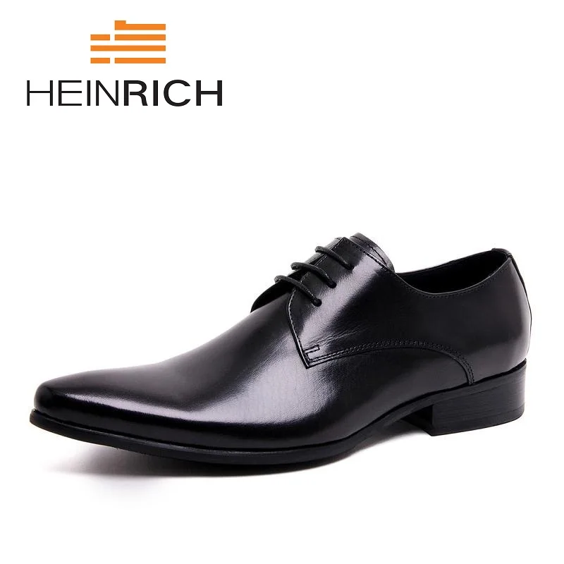 

HEINRICH Italian Style Mens Formal Shoes Brand Genuine Leather Comfortable Shoes High Quality Black Men Flats Shoes