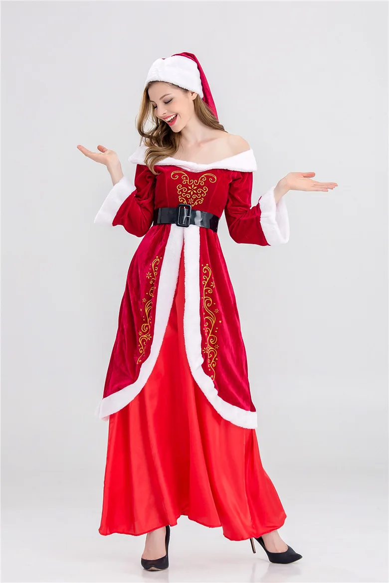 Cosplay&ware A Full Set Christmas Costumes Santa Claus Red Costume Luxury Suit -Cosplayware Store