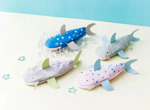 

Cool Cetacean Creative Novelty Lifelike Fish Shark Design Pencil Bag Box Vivid Canvas Cloth Fabric Funny Shape Pencil Case Zippe