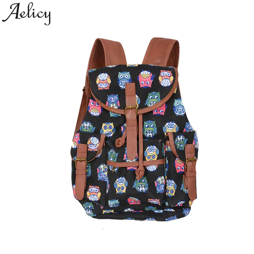 Aelicy женский рюкзак @ с двойным плечом и принтом Холщовый школьный для девочек