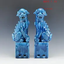 1 pair porcelain foo lion foo dogs ceramic figure statue for home decoration