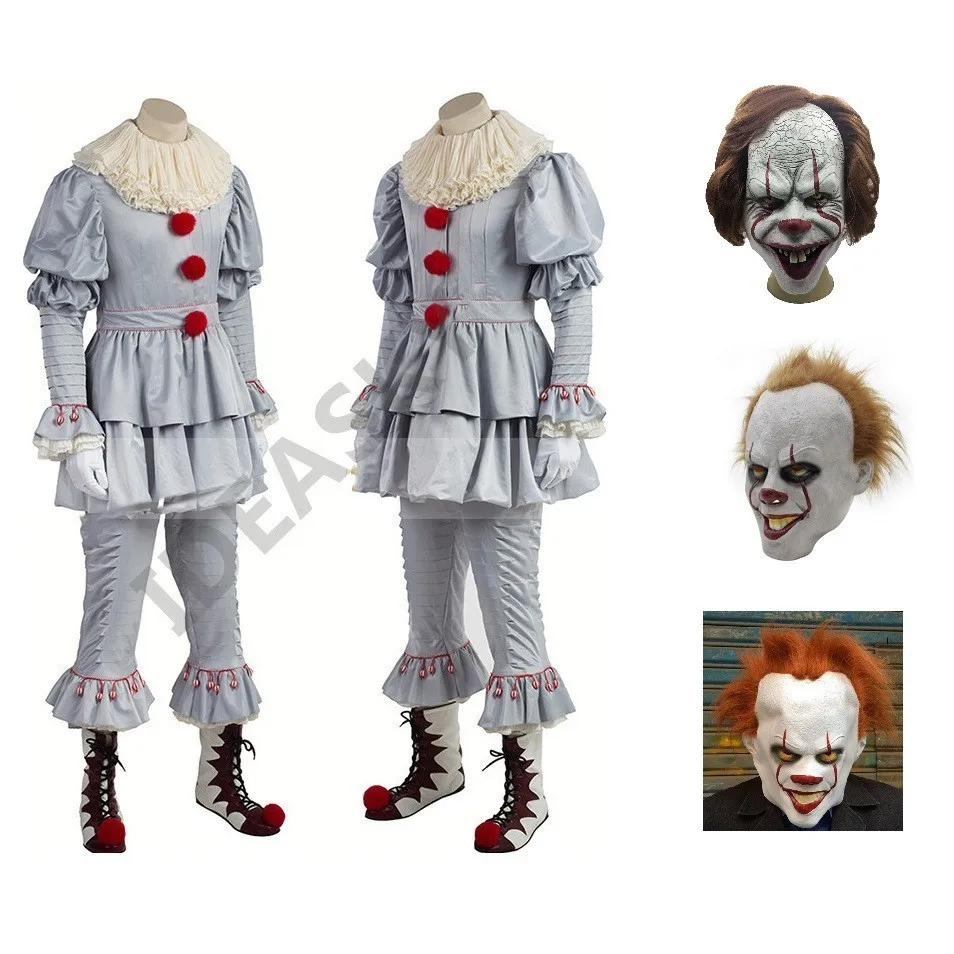 Карнавальный костюм на Хэллоуин, клоун Стивен Кинг это, карнавальный костюм пеннивайз, костюм для взрослых мужчин и женщин, нарядный костюм на Хэллоуин, маска клоуна