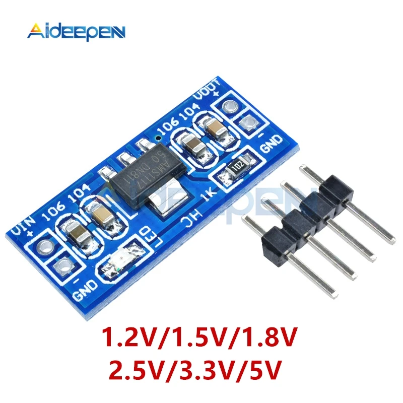 

5Pcs/lot AMS1117 3.3V 5V Step Down Buck Power Supply Module AMS1117-5.0V Power Module AMS1117-3.3V 1.2V/1.5V/1.8V/2.5V/3.3V/5V