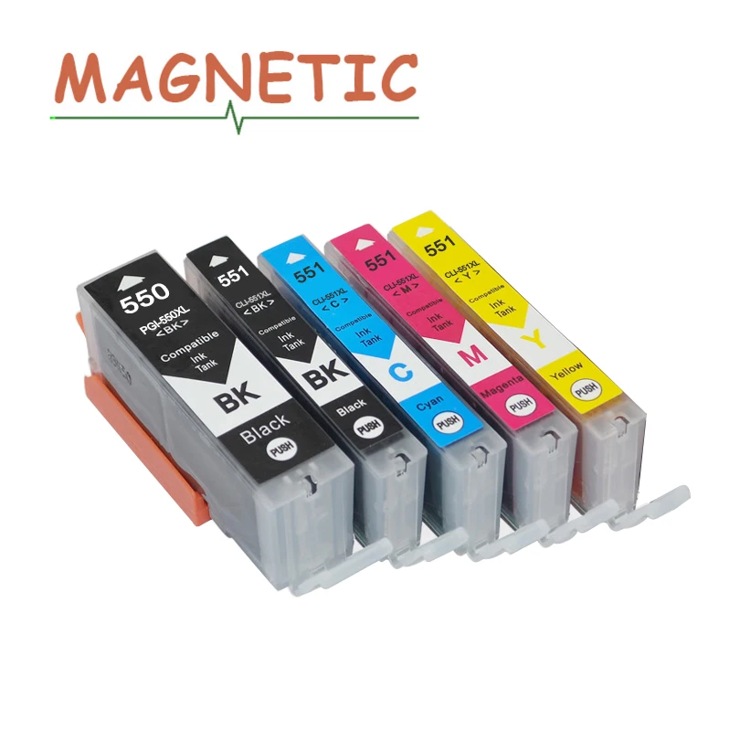 Magentic 5 шт. PGI550 CL551 совместимые чернильные картриджи для canon PIXMA IP7250 MX925 MG5450 MG5550 IX6850