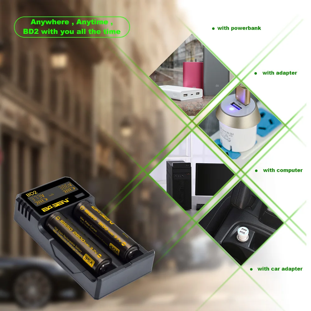 BD2 LED Intelligent Lithium Battery USB charger Basencharger Li-ion 18650 14500 16340 26650 EU US UK standard smart charger 08