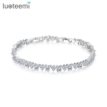 

LUOTEEMI Brand Classic Bracelet for Women Elegant Party Shiny CZ Luxury Irregular CZ Silver Color Pulseras Mujer Christmas Gift