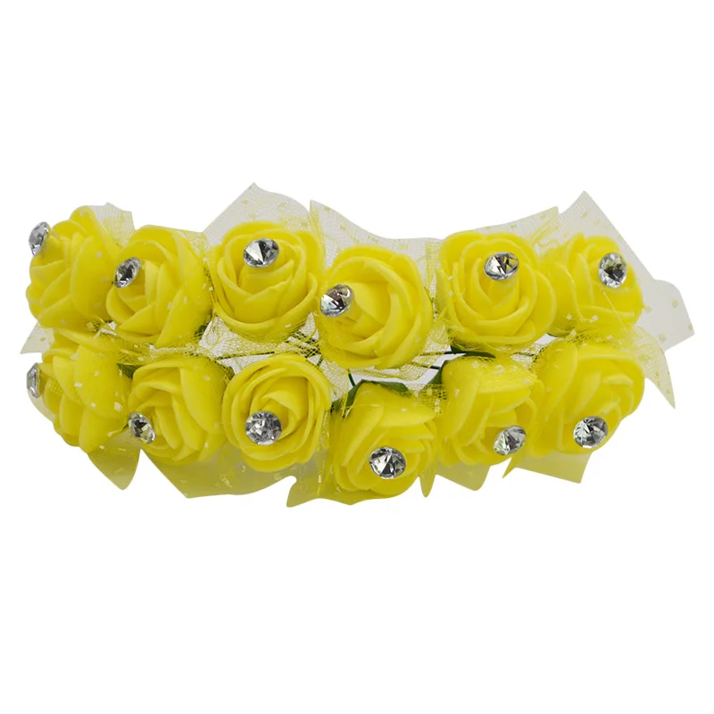 36 шт. 2 см мини ПЭ пена Роза голова искусственные цветы для DIY букет свадебный цветок украшения Скрапбукинг искусственный цветок Роза 8 - Цвет: F09 yellow