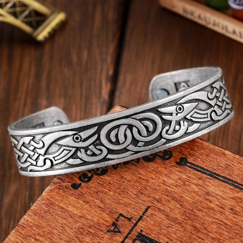 

Phoenix Totem Rune Viking Bracelet Men Ancient Silver and Ancient bronzeDrop Shipping 1pc