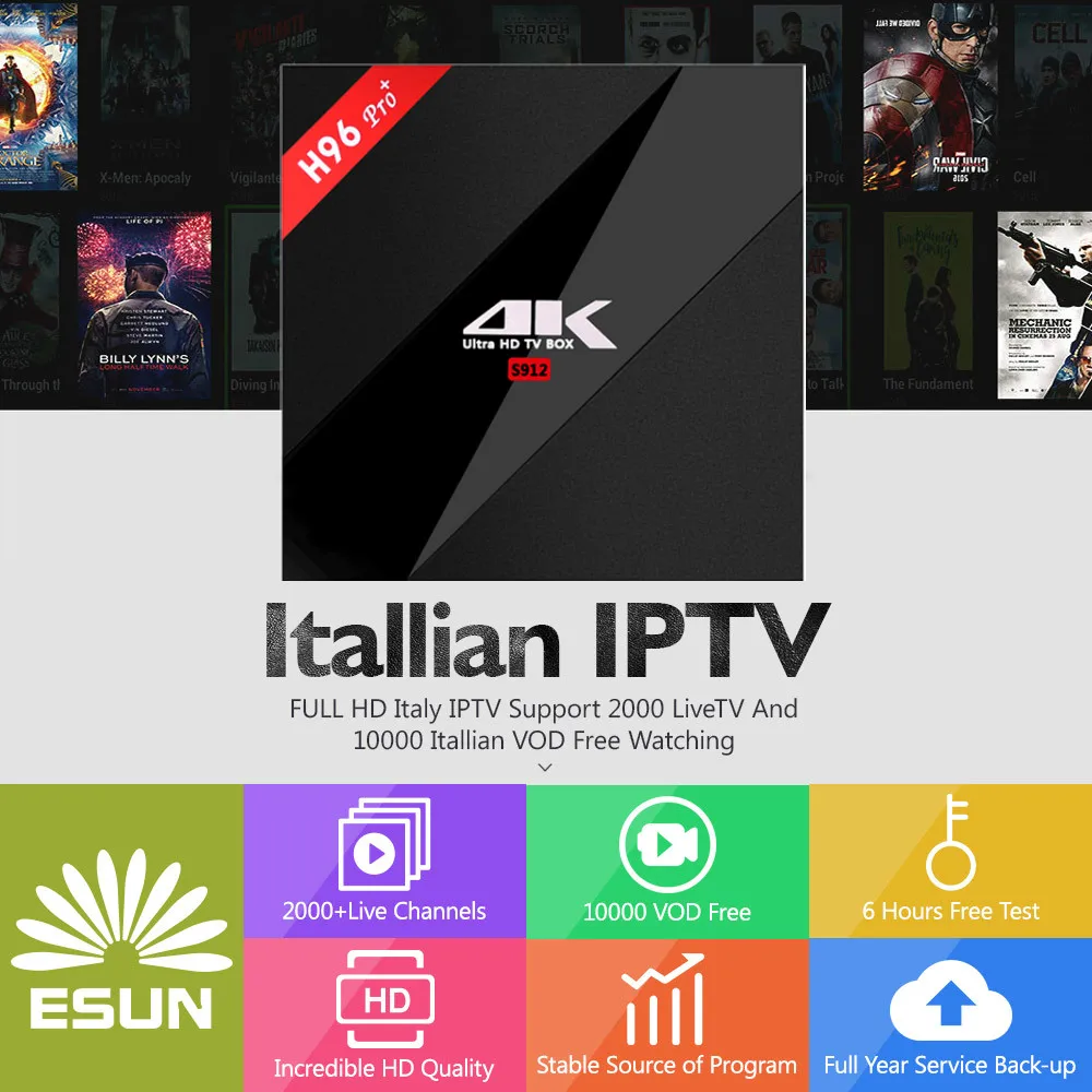 Italy IPTV H96Pro+ Android 7.1 IPTV BOX 3/32G S912 Albania French Germany Portugal IPTV EX-YU XXX 7000+VOD Italy IPTV H96Pro+ Android 7.1 IPTV BOX 3/32G S912 Albania French Germany Portugal IPTV EX-YU XXX 7000+VOD