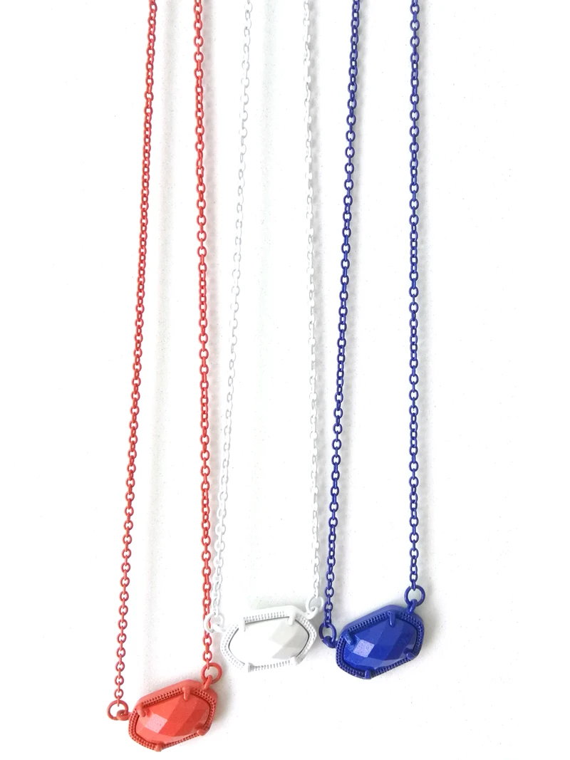 

New Arrival Painted Small Oval Lacquered Cute White Orange Blue Color Pendant Necklace For Women Gift Fashion Jewelry Wholesale