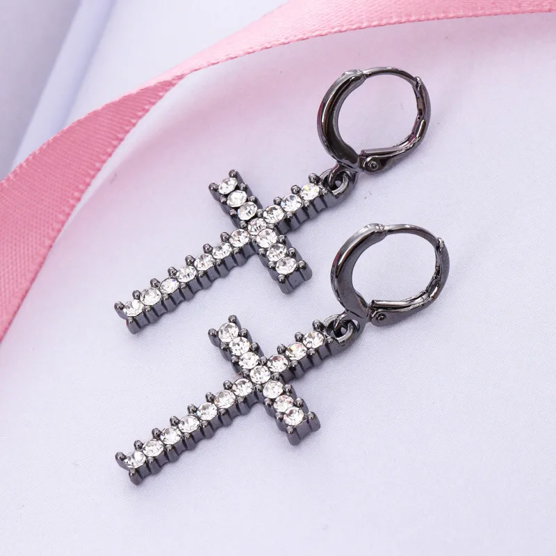 Женские серьги кольца 3 цвета модные стразы крест|fashion hoop earrings|hoop earringswomen earrings |