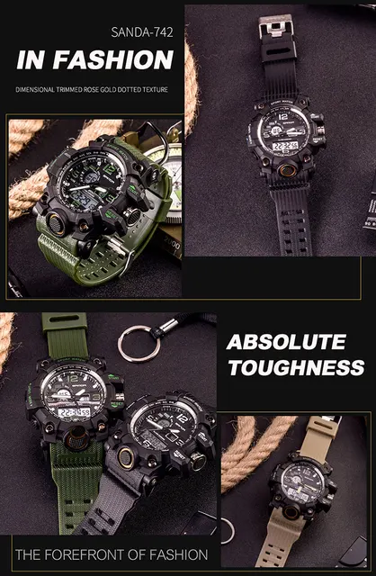 SANDA top luxury brand G style mens military sports watch LED digital watch waterproof mens watch Relogio Masculino -