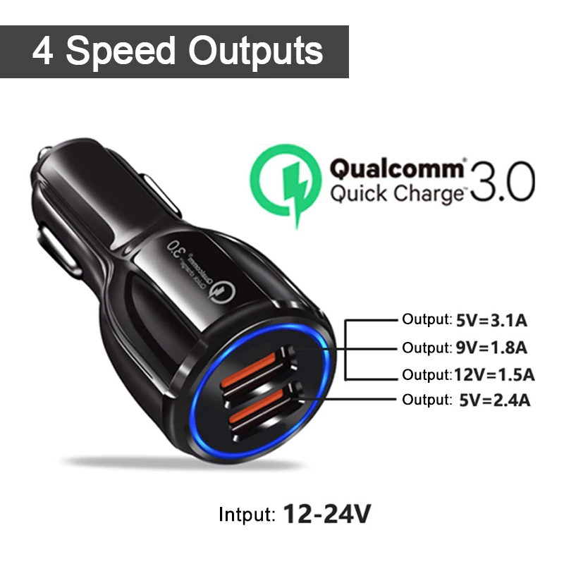 Быстрая зарядка QC 3 0 USB Автомобильное зарядное устройство для Мобильный телефон