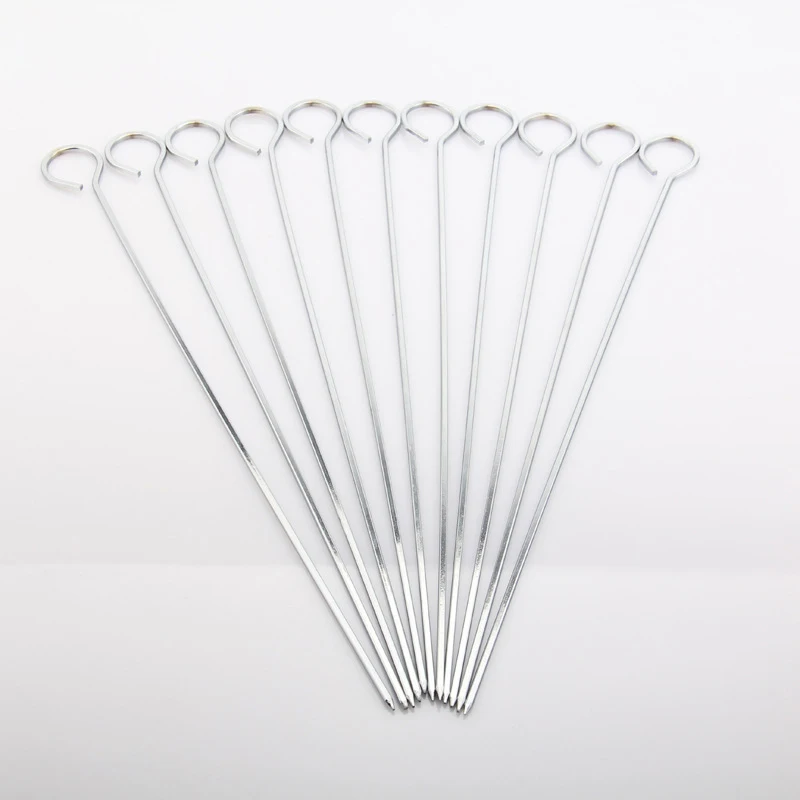12pcs 30cm Stainless steel Flat BBQ Sticks Metal BBQ Barbeque Skewers