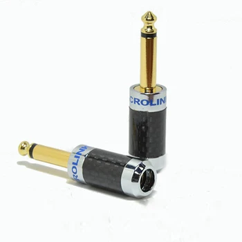 

New 6.3mm Mono Connector Copper Gold plated Carbon Fiber Phone Jackets MIC 4 pcs
