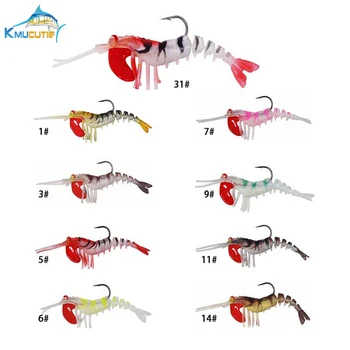 

20pcs random color Soft Shrimp Lures Lead Head Soft Shrimp with Hook Soft Fishing Lures Fishing Baits