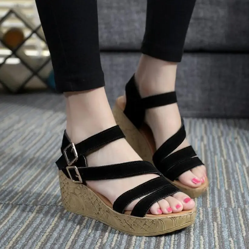 

D&Henlu Wedges Shoes For Women Shoes Size 11 Ladie Shoe Summer High Heels Sandals Women Platform Sandal Buckle zuecos mujer