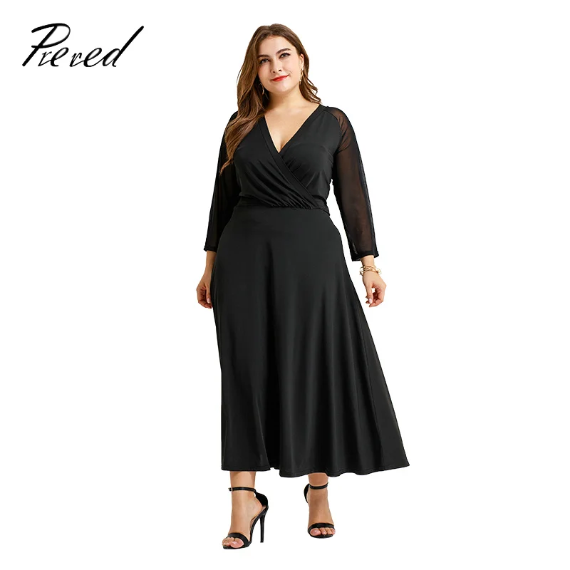 

Prered 2019 Translucent sleeve maxi dress Party mothers clothes Slim body for women Club Dresses for Women Plus Size Dress prom