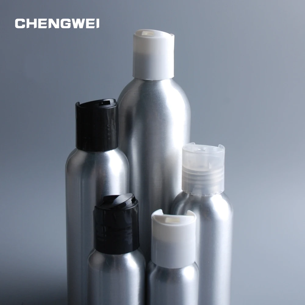 CHENGWEI 30 мл/50 мл/100 мл/120 мл/150 мл/250 мл алюминиевая бутылка для шампуня с крышка с дозаторным диском пустой многоразовый контейнер для моющего средства и лосьона