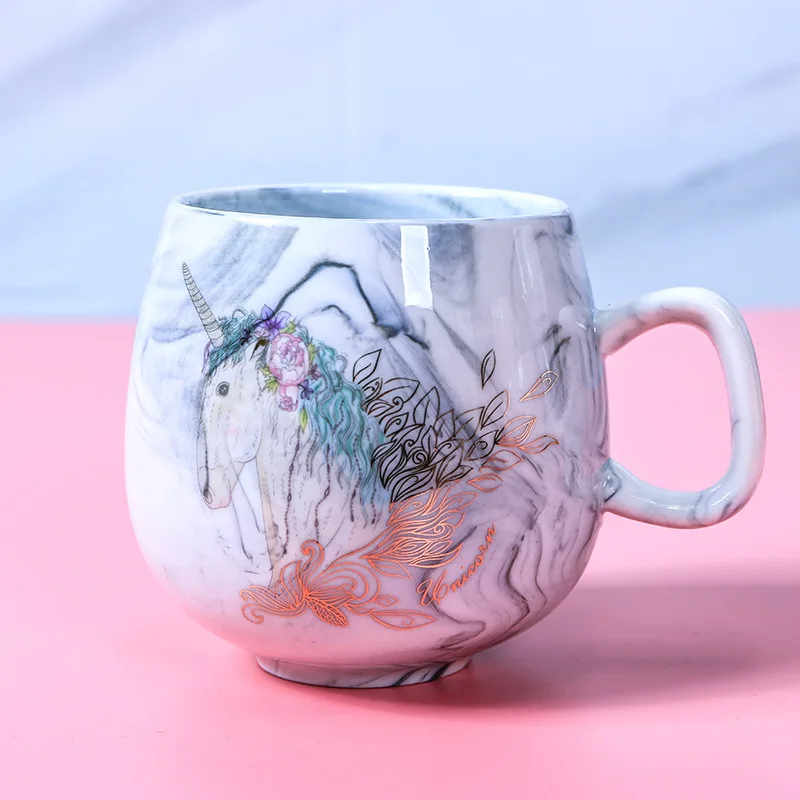 Пара кошачьих когтей чашка мраморная керамическая чашка Фламинго одна чашка Студенческая кружка кофейная чашка подарок на день рождения пара подарок - Цвет: 411gray