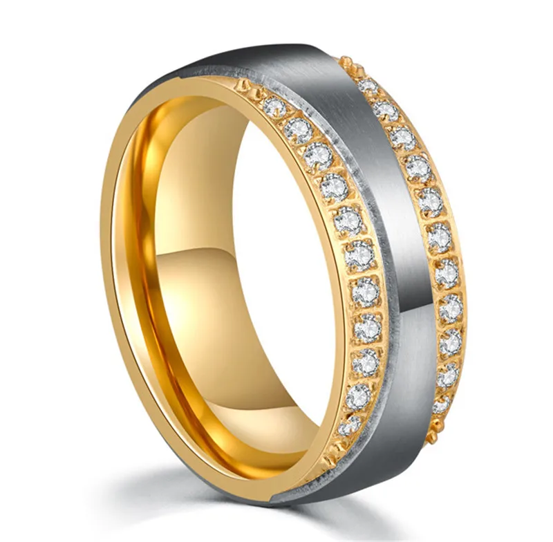 Gold Color Wedding band Couple Rings Men Alliance Anel Anillos Bague Eheringe Jewelry Engagement Rings for Women