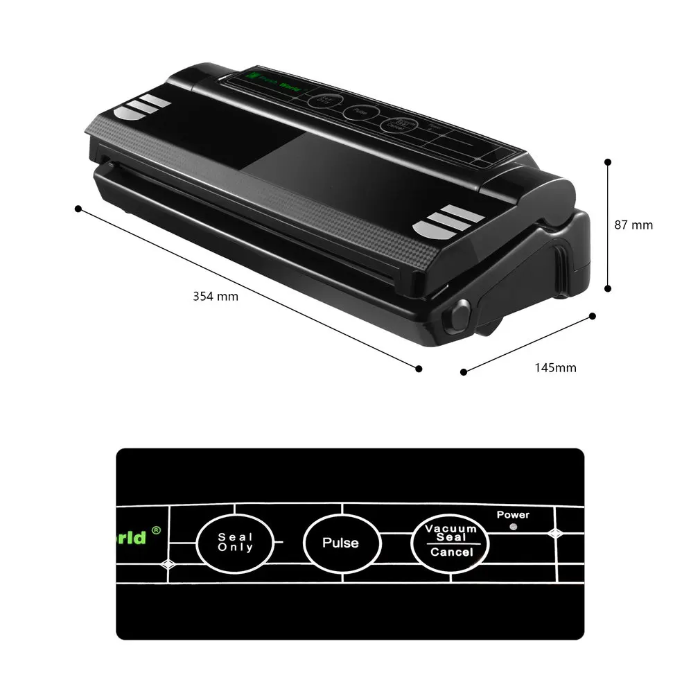 Бытовой вакуумный упаковщик для сохранения продуктов питания упаковщик пакет упаковщик включает в себя пакет набор сильный вакуумный насос 75 кПа ABS черный