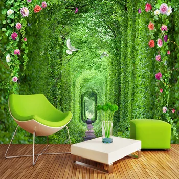 

Modern Simple Green Forest Long Corridor Photo Murals Wallpaper 3D Living Room Dining Room Background Wall Painting Home Decor