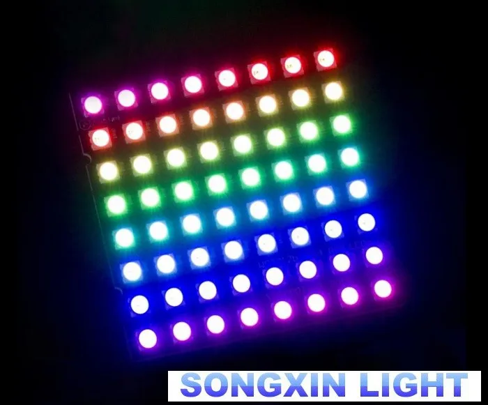 WS2812 светодиодный 5050 RGB 8x8 СВЕТОДИОДНЫЙ матричный модуль для Arduino Фирменная Новинка WS2812B 8*8 64-разрядные полные Цвет 5050 RGB светодиодный светильник Панель светильник для Arduino