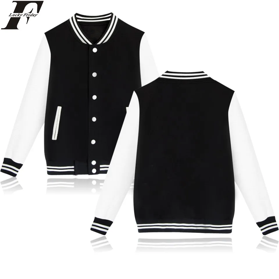 LUCKYFRIDAYF Solid Color Baseball Jacket Capless Hoodies And