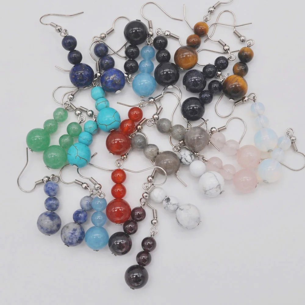 

Sodalite/Green Aventurine/Lapis/Carnelian/Sandstone/Labradorite/Garnet /Opal/Howlite Stone GEM Earrings Jewelry 1 Pair