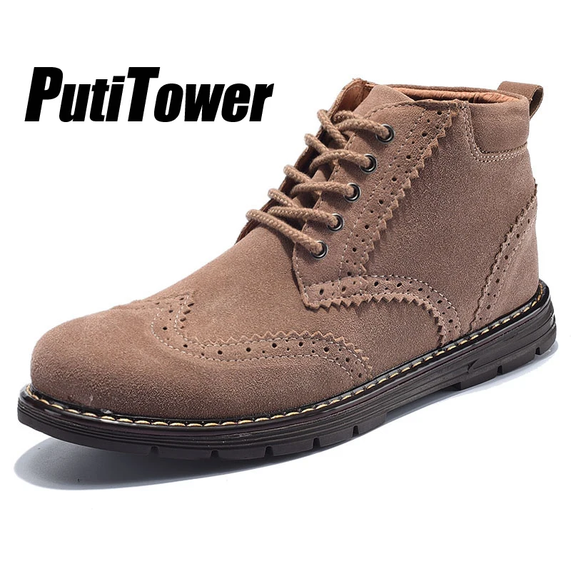 

Fashion Brogue Ankle Boots Men Winter Outdoor Mens Snow Boot Suede Rubber Bota Masculina Coturnos Masculino Chaussure Homme