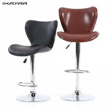 

iKayaa US Stock PU Leather Swivel Bar Stool Chair Height Adjustable Pneumatic Counter Pub Chair Barstools 2PCS/Set of 2