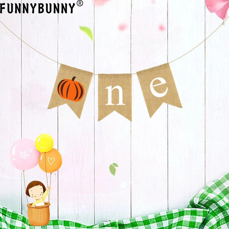 FUNNBUNNY мальчик девочка первый день рождения Тыква один стульчик баннер 1 й высокий