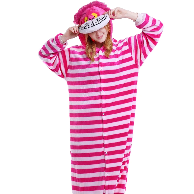 

Winter Flannel Pyjamas Women Cosplay Cheshire Cat Pajamas Costume Cartoon Homewear Onesie Adult Animal Warm pyjama femme