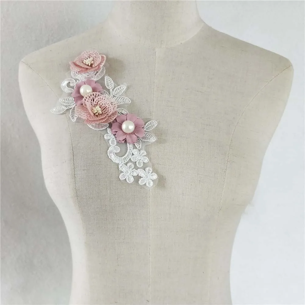 

ABS pearl flower Sewing trim Lace Collar Embroidery Neckline DIY Wedding dress Supplies Lace Fabric Sewing Clothing Applique