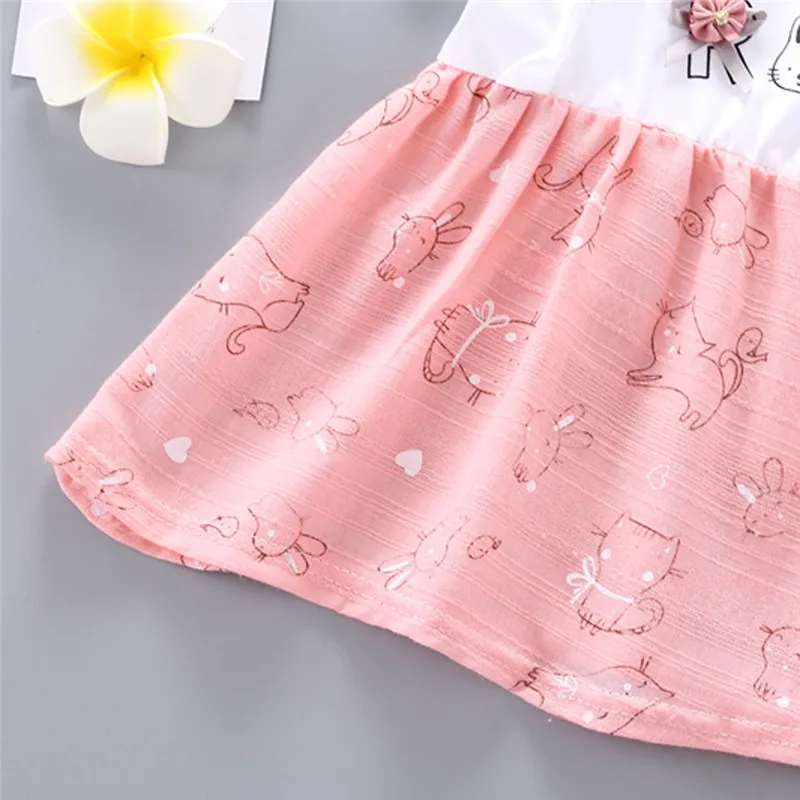 girls clothes Toddler Baby Kids Girls Cartoon Cat Print Flower Dress Princess Dresses vestido robe fille  #4j26 (4)