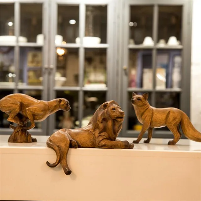 Resin Leopard Figurines Ornament Lion Figurine Luxury Fox Decoration Resin Leopard Figurines Ornament Lion Figurine Luxury Fox Decoration Home Decor Northern Eoupean Artware New Year
