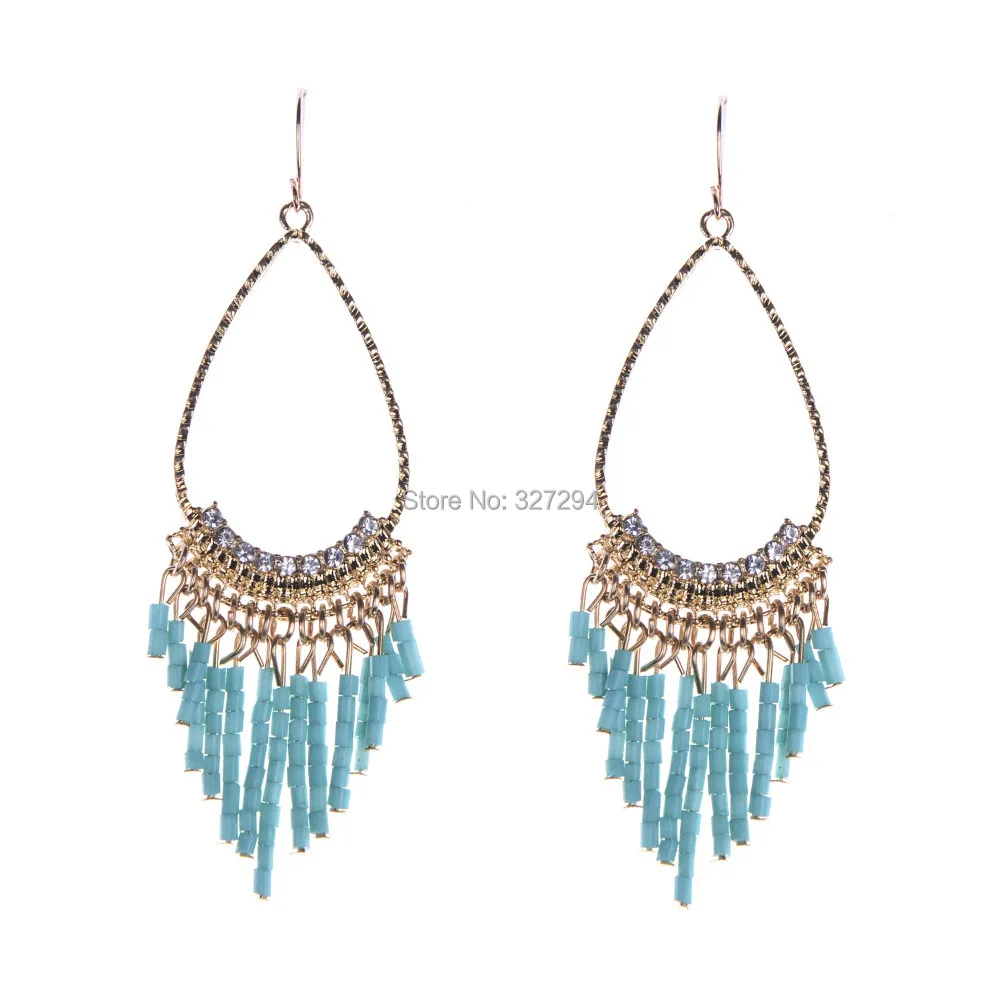 Fashion Stone Set Tube Beads Drop Earringsin Drop Earrings from