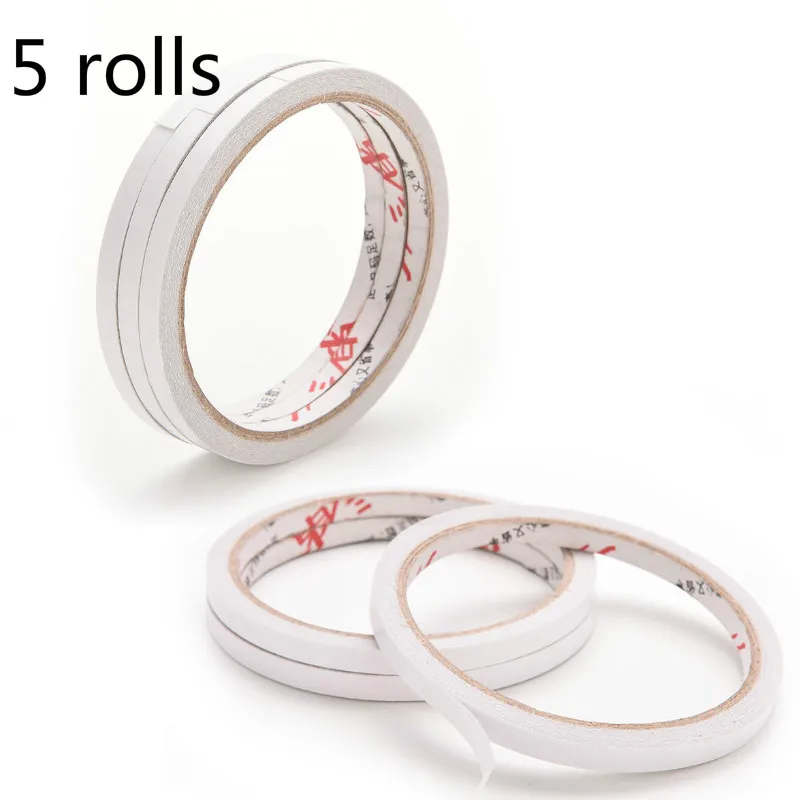 

5 Rolls 6MM Strong Adhesion Double Sided Sticky Tape Powerful Doubles Faced Adhesive For Office Stationery