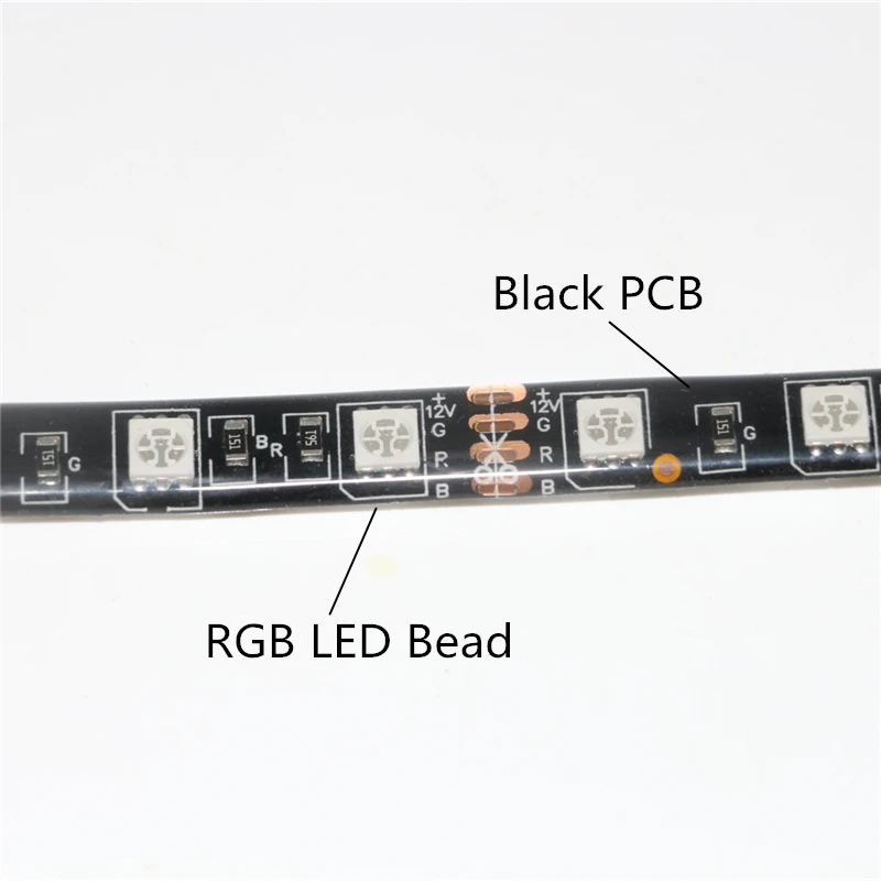 DC12V SMD5050 RGB Светодиодные ленты 60 светодиодный s/m Водонепроницаемый ленточный светильник 0,5 м 30 светодиодный s/1 м 60 светодиодный s/2 м 120 светодиодный s ПХБ черного rgb-лента