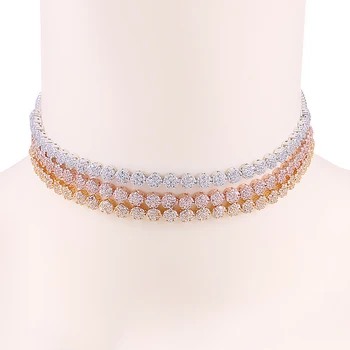 

WEIMANJINGDIAN New Arrival Small Round Cake Shape Sparkling Cubic Zirconia CZ Chokers Collar Necklaces for Women