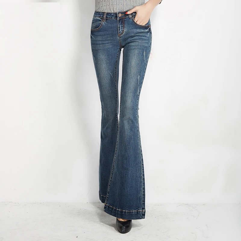 Unique Design Women s Spring and Autumn Fashion Slim Boot Cut Jeans Female Fashion Flare Pants