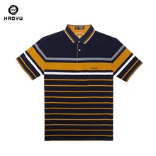 Мужские рубашки-поло с короткими рукавами брендовая одежда полосатые Поло хлопок для бизнес на каждый день модная футболка поло дышащая ткань Haoyu